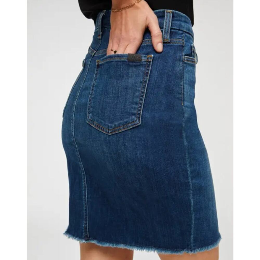 7 For All Mankind Women's Blue Denim Mini Pencil Skirt Size 2 Cabincore Normcore - Picture 4 of 11